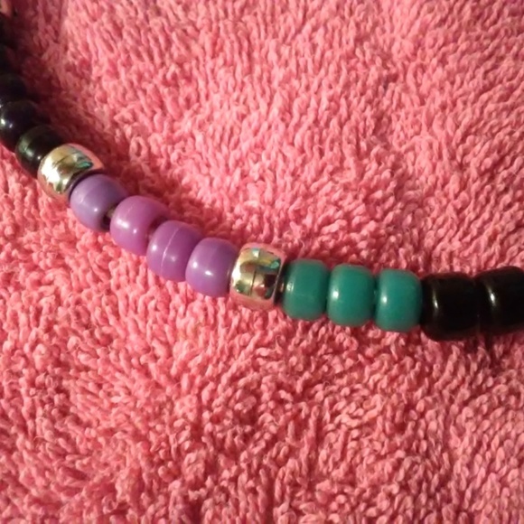 Colorful Onyx and Pearl Pendant Beaded Choker - Picture 3 of 5